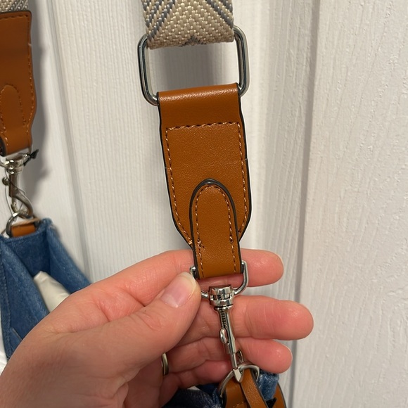 Rae Dunn Denim Canvas small Crossbody with change zip purse - Picture 11 of 11